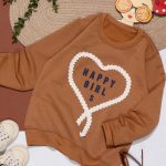 بلوز تک دخترانه طرح قلب بافتنی