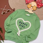 بلوز تک دخترانه طرح قلب بافتنی