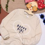 بلوز تک دخترانه طرح قلب بافتنی