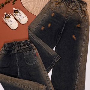 شلوار بگ شافل آبی