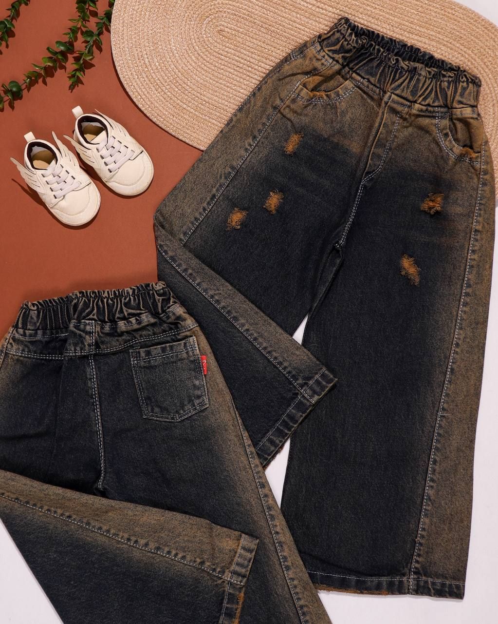 شلوار بگ شافل آبی