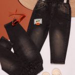 شلوار جین مام تیکه دوزی شست ذغالی