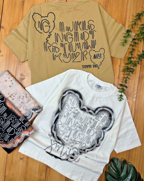 تی شرت لش باکسی خرس نگینی