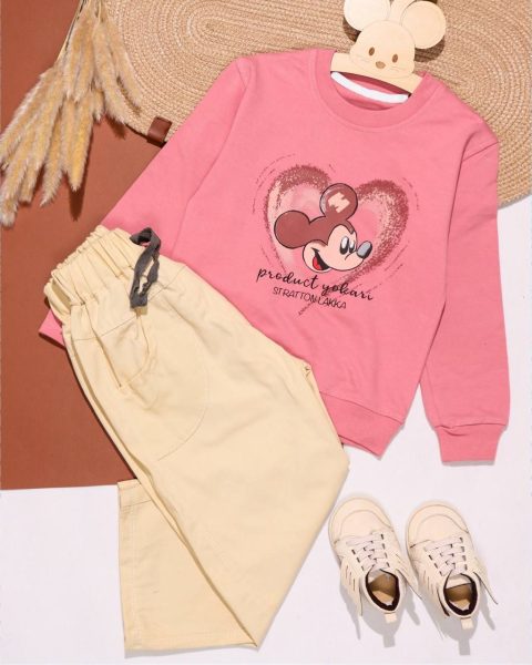 بلوز شلوار کتان دخترانه میکی