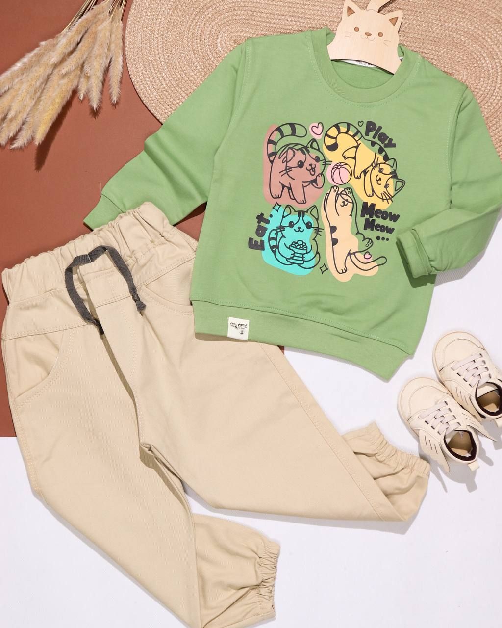 بلوز شلوار کتان اسپرت گربه