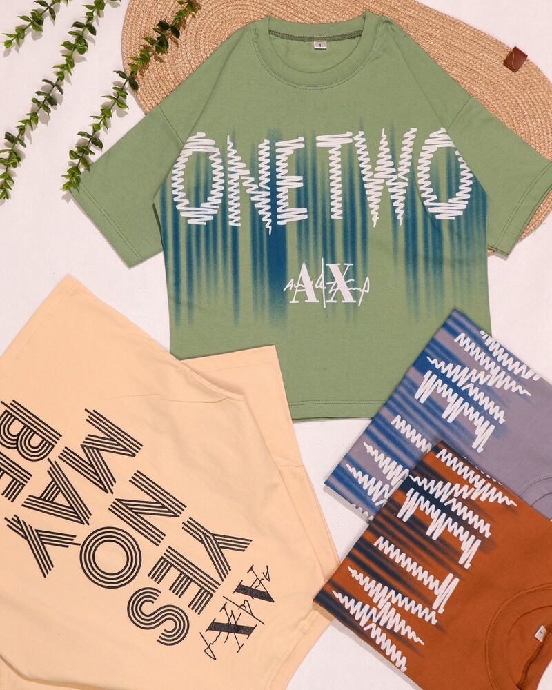 تیشرت تک لش باکسی پشت چاپ وان تو
