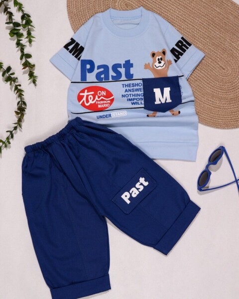 تیشرت با شلوارک کتان جیب خرس post
