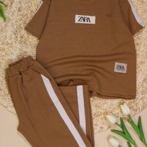 تیشرت با شلوار کبریتی نوار کنفی zara