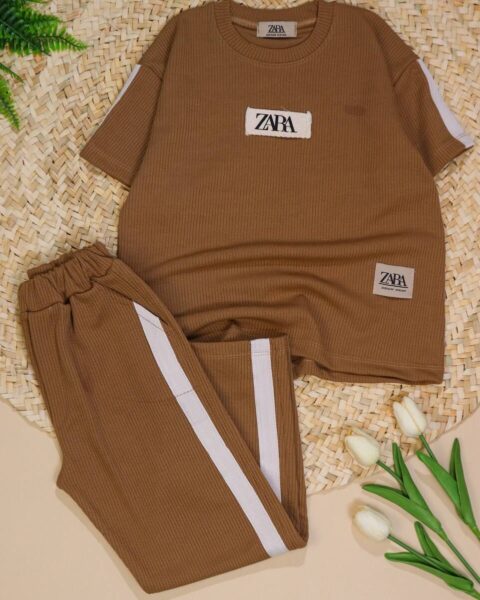 تیشرت با شلوار کبریتی نوار کنفی zara